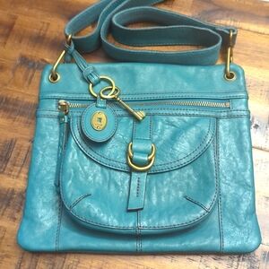 Fossil Vintage Teal Leather Crossbody